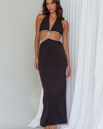 Black Cut-Out Diamante Dress