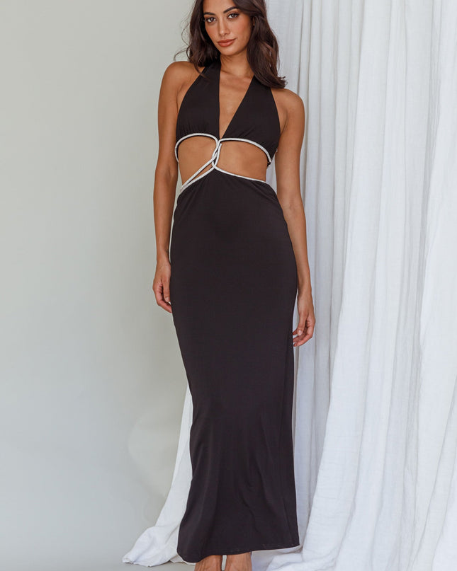 Black Cut-Out Diamante Dress