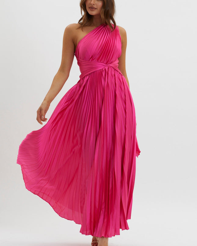 Fuchsia Pleat Maxi Dress
