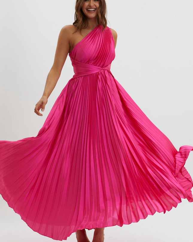 Fuchsia Pleat Maxi Dress