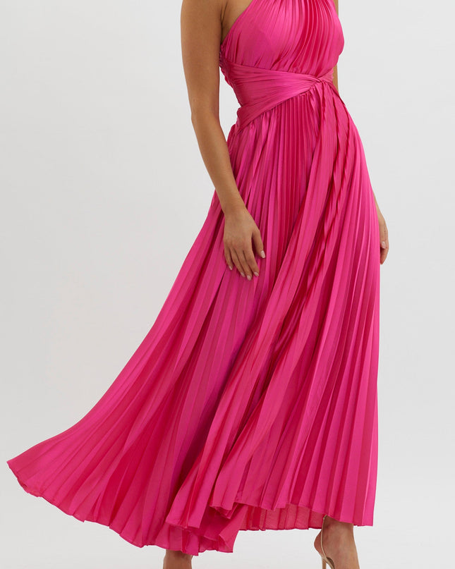 Fuchsia Pleat Maxi Dress