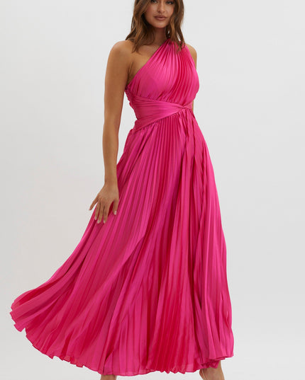 Fuchsia Pleat Maxi Dress