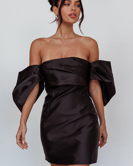 Black Off-Shoulder Mini Dress