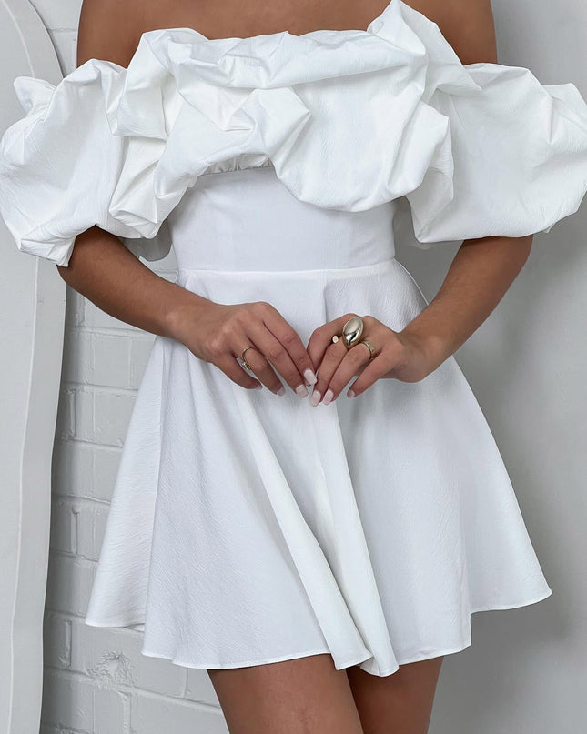 White Off-Shoulder A-Line Mini Dress