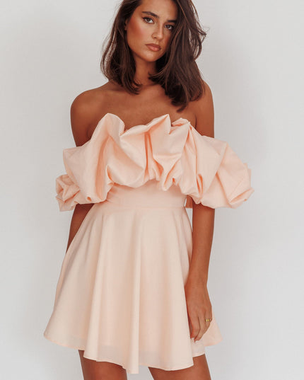 Blush Off-Shoulder A-Line Mini Dress