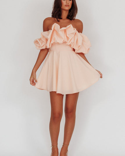 Blush Off-Shoulder A-Line Mini Dress