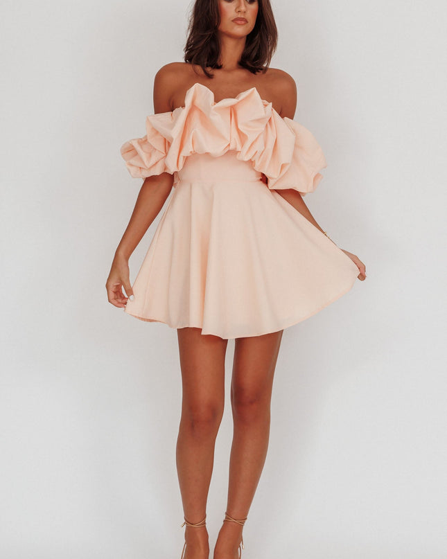Blush Off-Shoulder A-Line Mini Dress