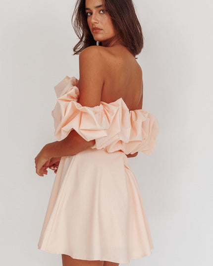 Blush Off-Shoulder A-Line Mini Dress