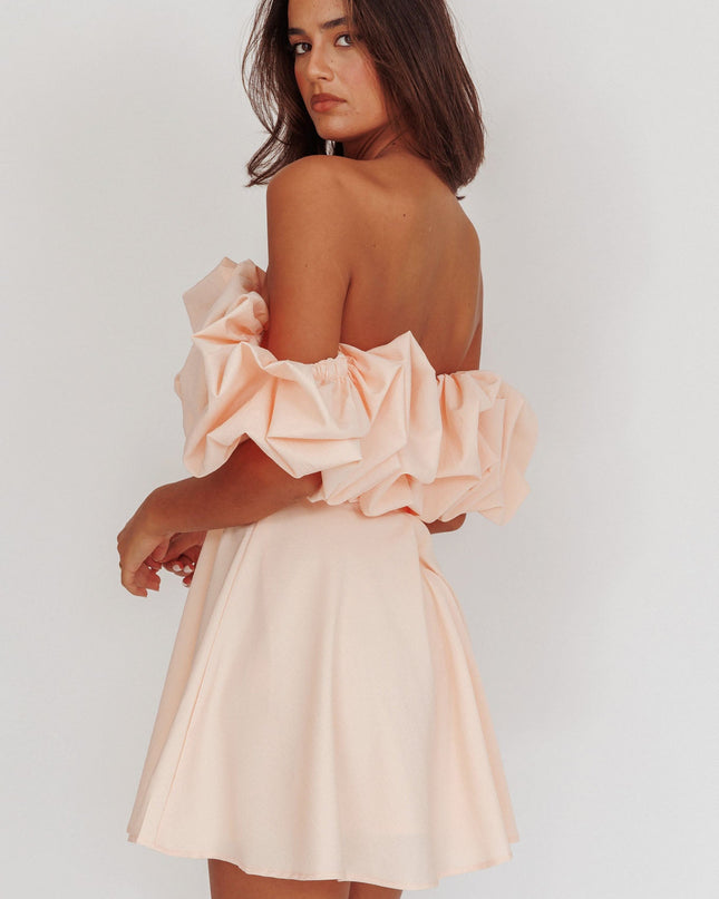 Blush Off-Shoulder A-Line Mini Dress