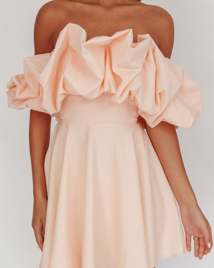 Blush Off-Shoulder A-Line Mini Dress