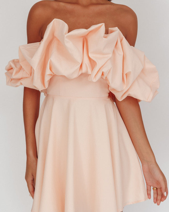 Blush Off-Shoulder A-Line Mini Dress