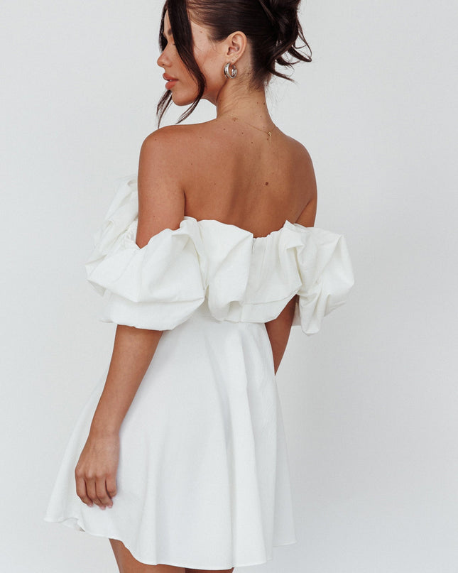 White Off-Shoulder A-Line Mini Dress