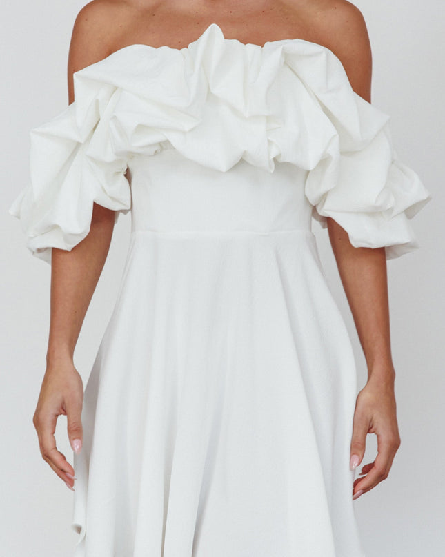 White Off-Shoulder A-Line Mini Dress