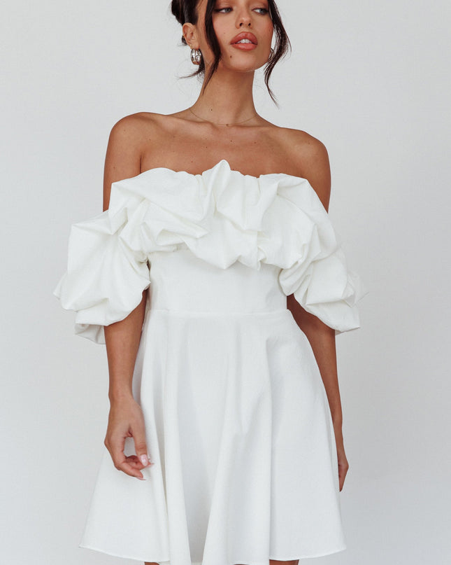 White Off-Shoulder A-Line Mini Dress
