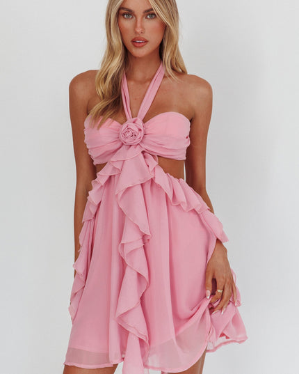 Blush Cut-Out Ruffle Mini Dress