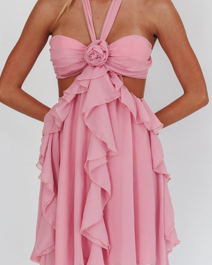 Blush Cut-Out Ruffle Mini Dress