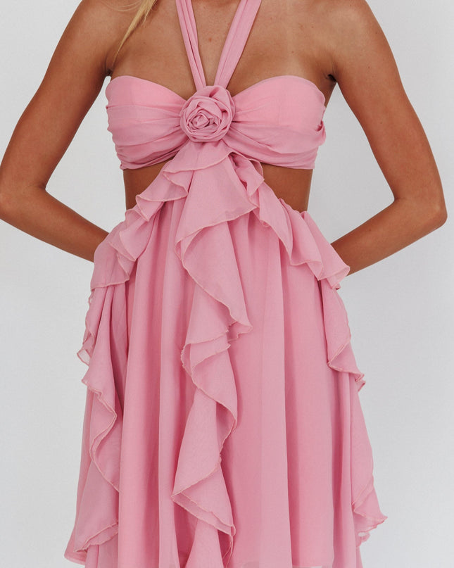 Blush Cut-Out Ruffle Mini Dress