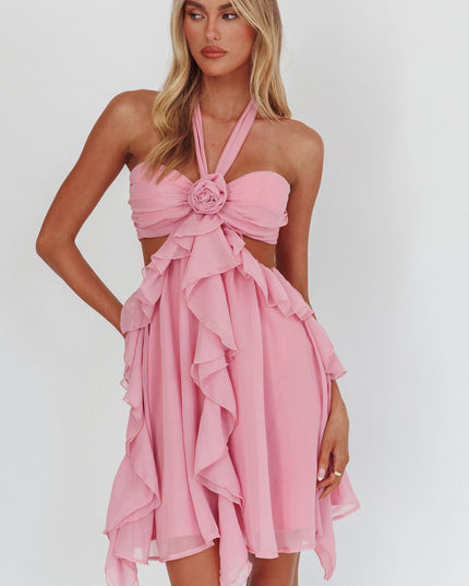 Blush Cut-Out Ruffle Mini Dress