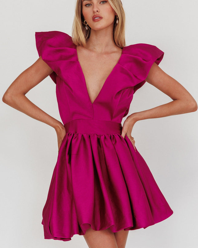 Magenta Heart Bubble Hem Mini Dress