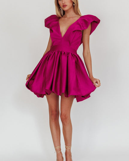 Magenta Heart Bubble Hem Mini Dress
