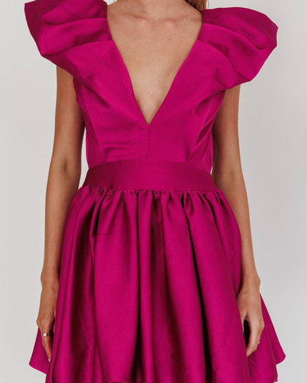 Magenta Heart Bubble Hem Mini Dress