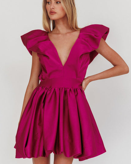 Magenta Heart Bubble Hem Mini Dress