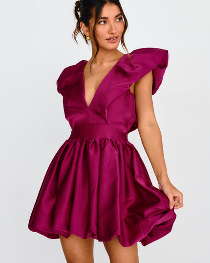 Magenta Heart Bubble Hem Mini Dress