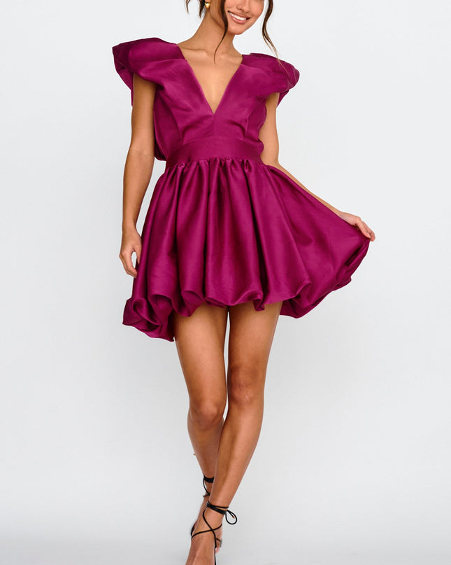 Magenta Heart Bubble Hem Mini Dress