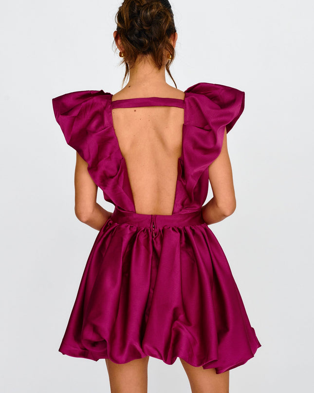 Magenta Heart Bubble Hem Mini Dress