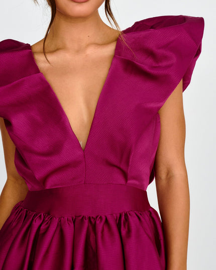Magenta Heart Bubble Hem Mini Dress