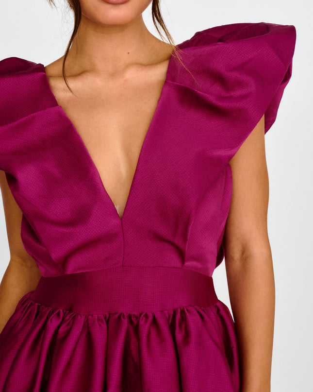 Magenta Heart Bubble Hem Mini Dress