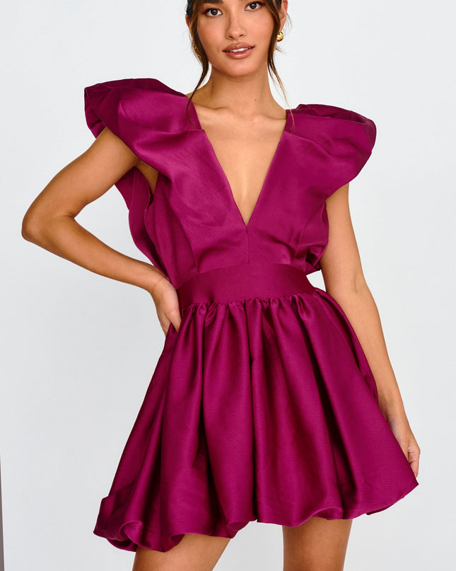 Magenta Heart Bubble Hem Mini Dress