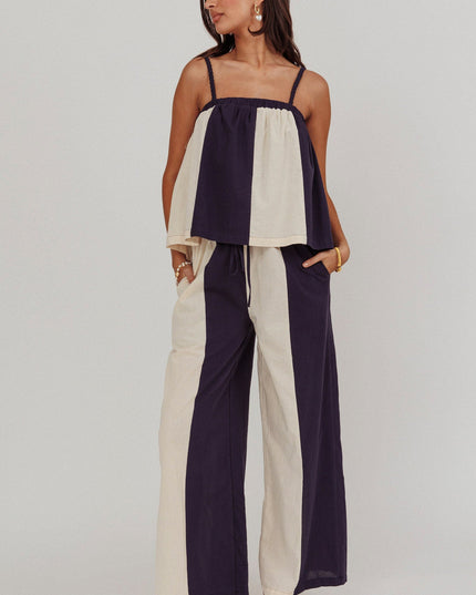 Midnight Contrast Wide Leg Pant