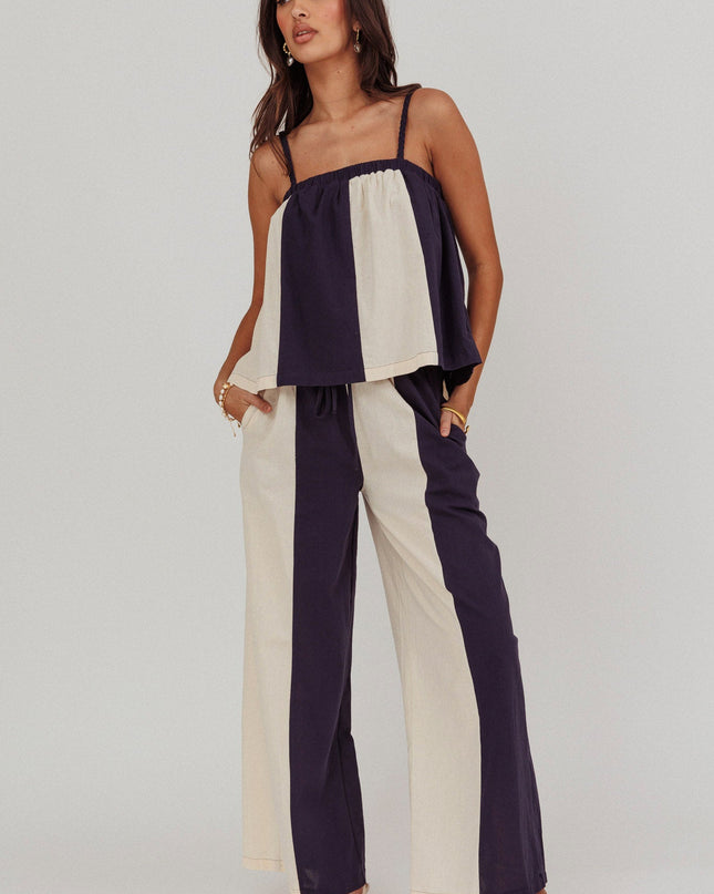 Midnight Contrast Wide Leg Pant