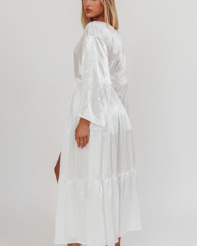 Pearl Drawstring Waist Satin Robe