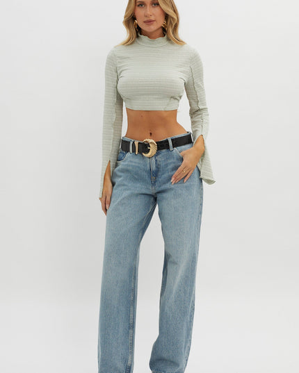 Sage Backless Mock Neck Top