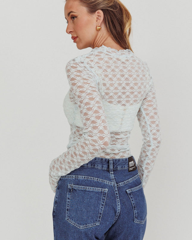Blue Long Sleeve Lace Top Alice