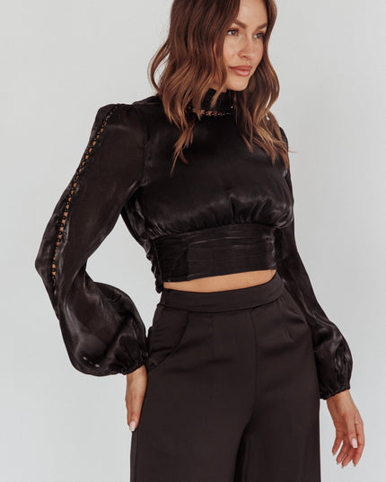 Black Pearl Detail Open Back Top