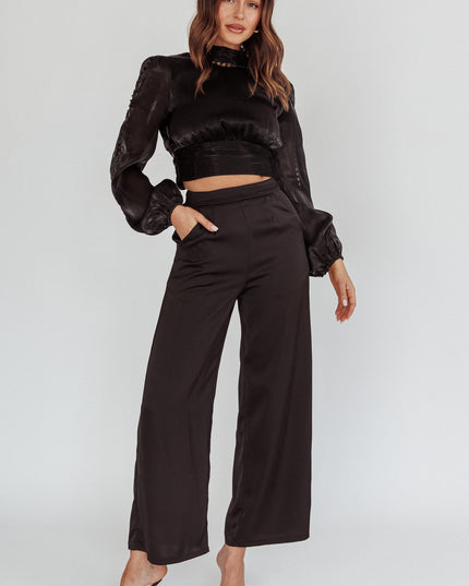 Black Pearl Detail Open Back Top