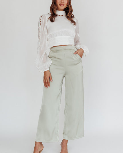 White Pearl Detail Open Back Top