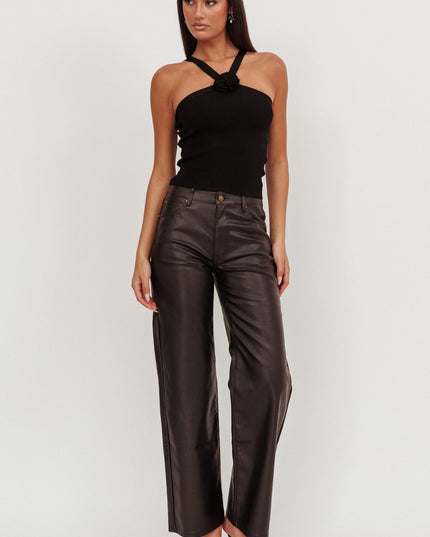 Black Ribbed Rose Top