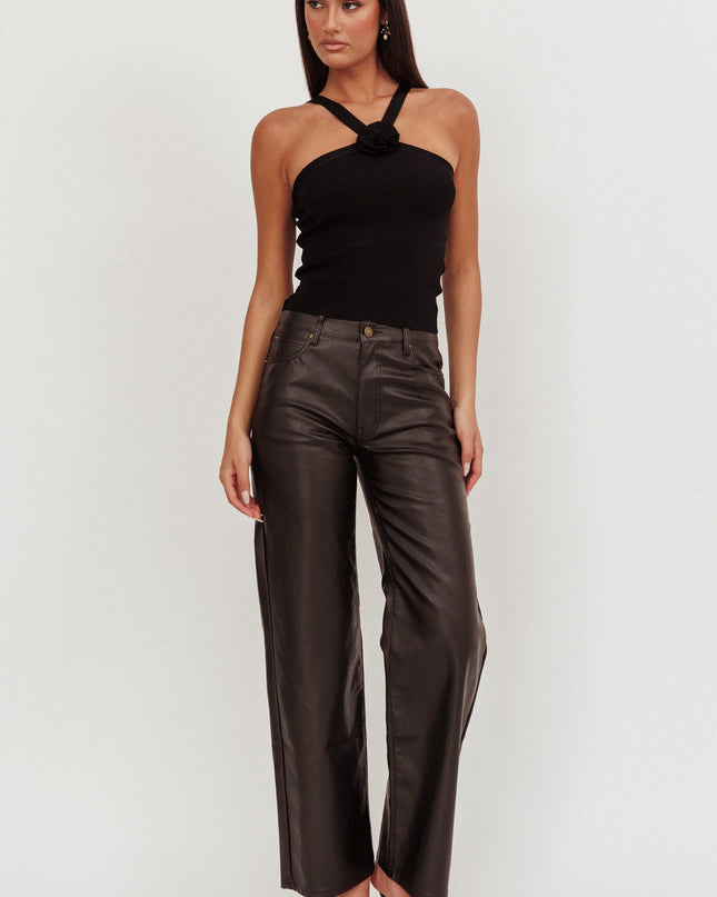Black Ribbed Rose Top