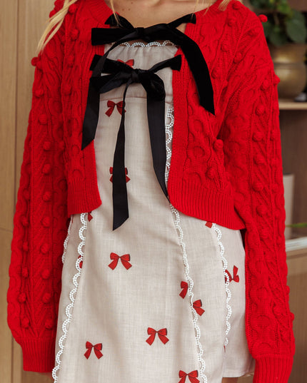 Red Velvet Bow Cardigan
