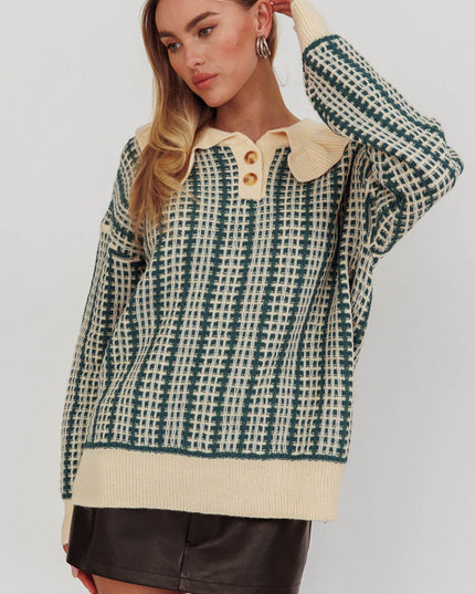 Emerald Button Knit Sweater