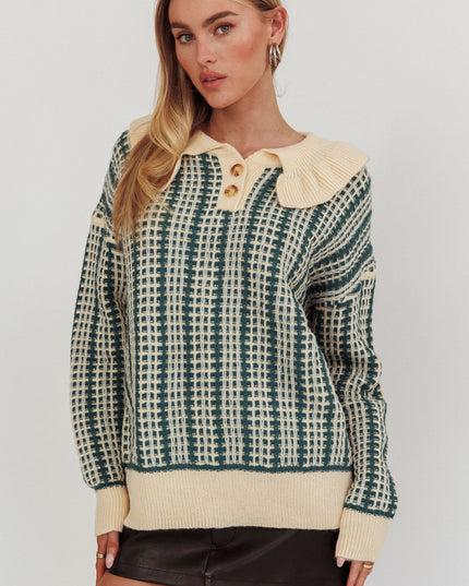 Emerald Button Knit Sweater