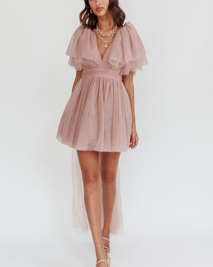 Blush Star Power Tulle Train Mini Dress