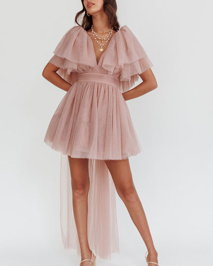 Blush Star Power Tulle Train Mini Dress