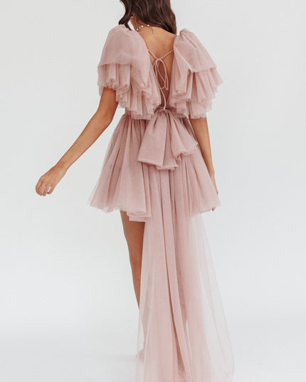 Blush Star Power Tulle Train Mini Dress