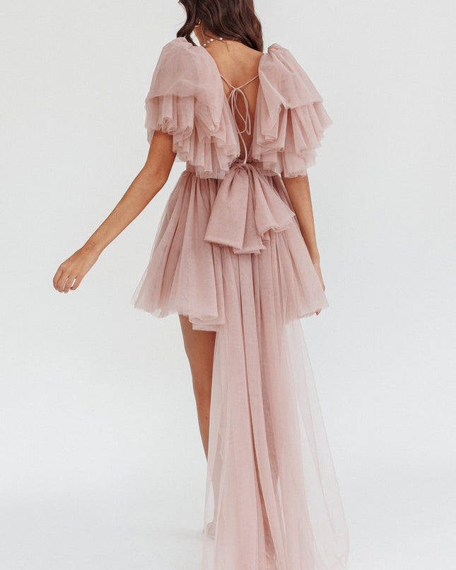 Blush Star Power Tulle Train Mini Dress