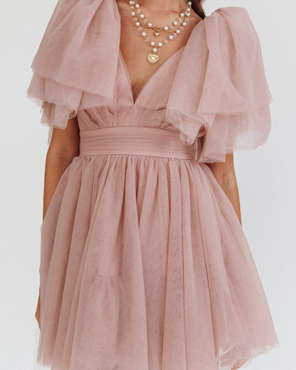 Blush Star Power Tulle Train Mini Dress